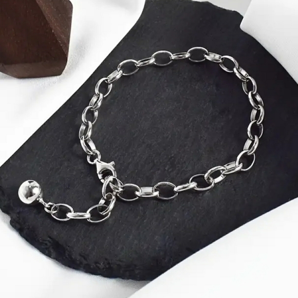 chain link bracelet, sterling silver, - Picture 4 of 4
